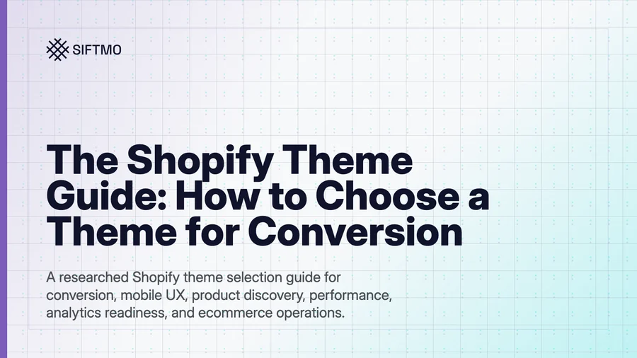Editorial cover for a Shopify theme selection guide.